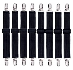 Korlon 8 Pack Bed Sheet Straps Adjustable Elastic Fitted Sheet Holder Clips Heavy Duty Bed Sheet Clips Holders