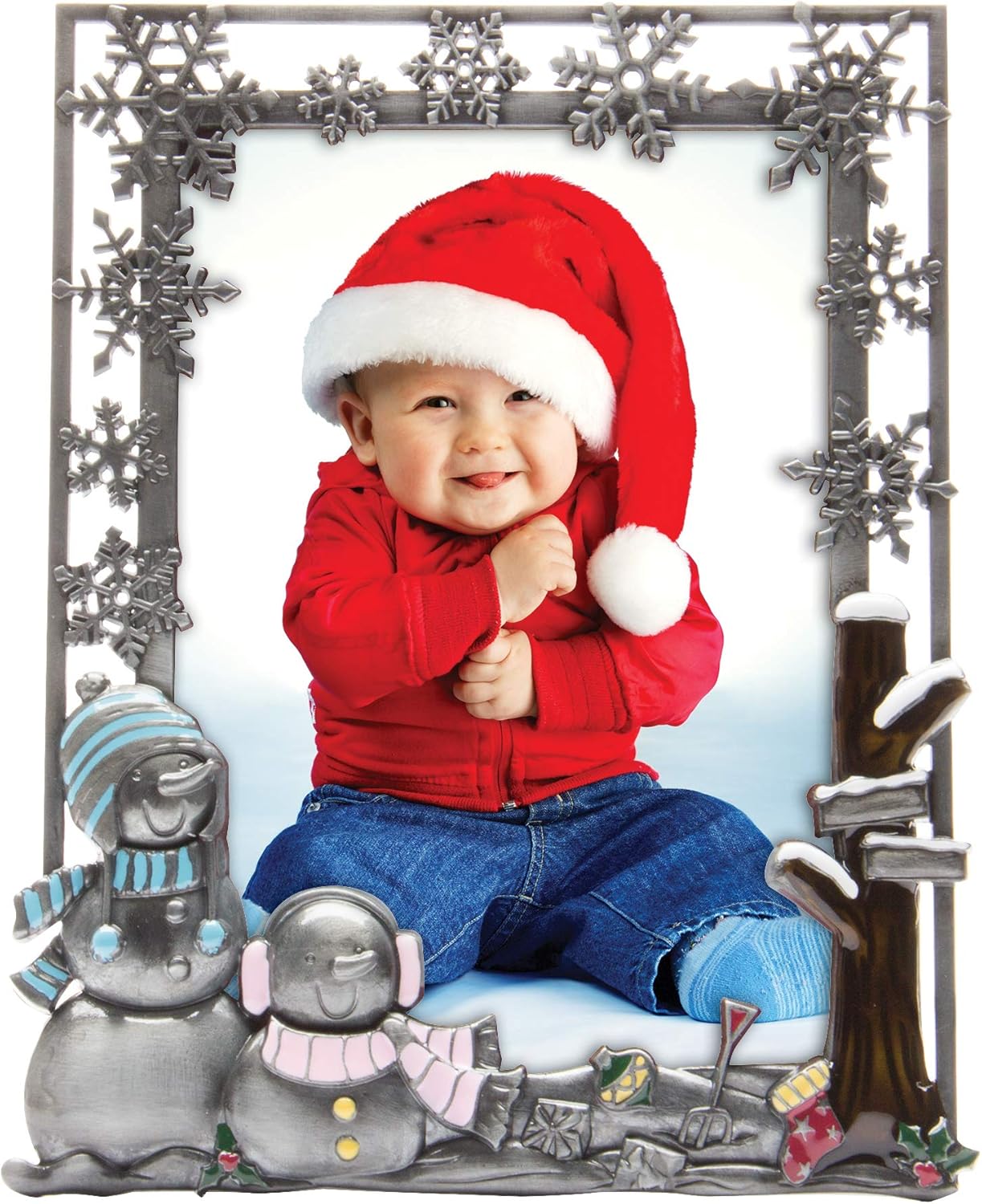 Neil Enterprises Inc. Pewter Winter Snowman Christmas Picture Frame