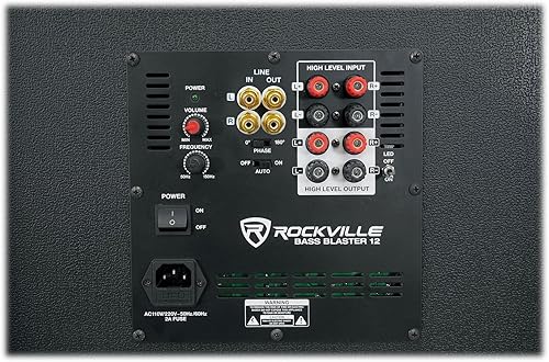 Miniatura 6 de Rockville BASS BLASTER 12 Subwoofer de audio doméstico alimentado de 800 W, woofer de 12 pulgadas, crossover ajustable, entradas RCAaltavoces, para