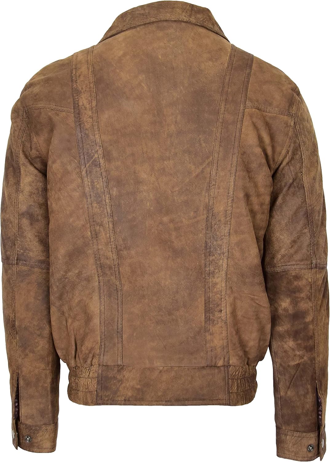 Mens Real Leather Bomber Jacket Classic Blouson Style Robert Brown
