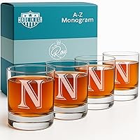 Vista 30 de On The Rox Drinks (C-Monogram) - Juego de 4 vasos de 11 onzas, grabados, con base pesada Rocks Elegantes, multiusos, vasos de bebidas Rocks - Regalo