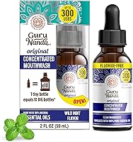 Vista 1 de GuruNanda Enjuague bucal concentrado (2 onzas líquidas), sin flúor, enjuague bucal de menta con aceites esenciales naturales, soporta 300 enjuagues