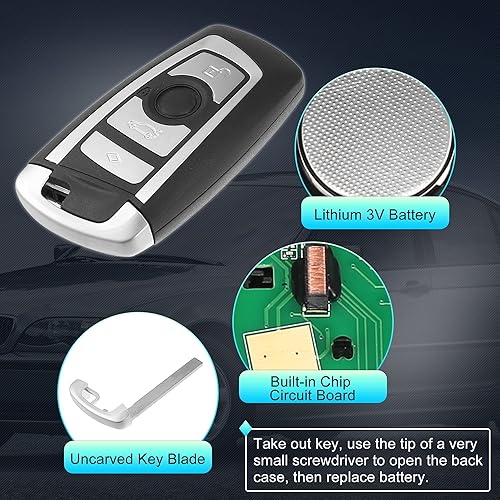Miniatura 4 de X AUTOHAUX 2 unids 315MHz KR55WK49863 reemplazo inteligente de proximidad sin llave llave llave remoto llavero para BMW 550i 530i 535i 520i