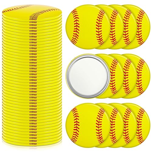 Taiyin 36 piezas de softbol compacto espejo de sóftbol regalos para niñas, suministros de fiesta de sóftbol, maquillaje, mini espejo deportivo de