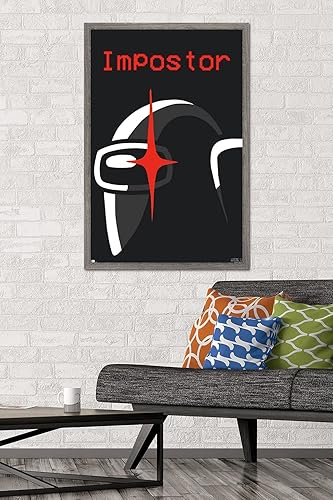 Miniatura 2 de Trends International Póster de pared de Among Us Impostor, 22.37 x 34.00 pulgadas, versión enmarcada de madera de granero