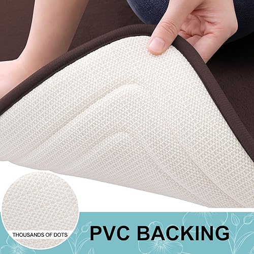 Miniatura 5 de Grandaily Alfombras de baño de espuma viscoelástica en forma de U de 24 x 20 pulgadas, ultra suaves, antideslizantes y absorbentes, tapetes de baño