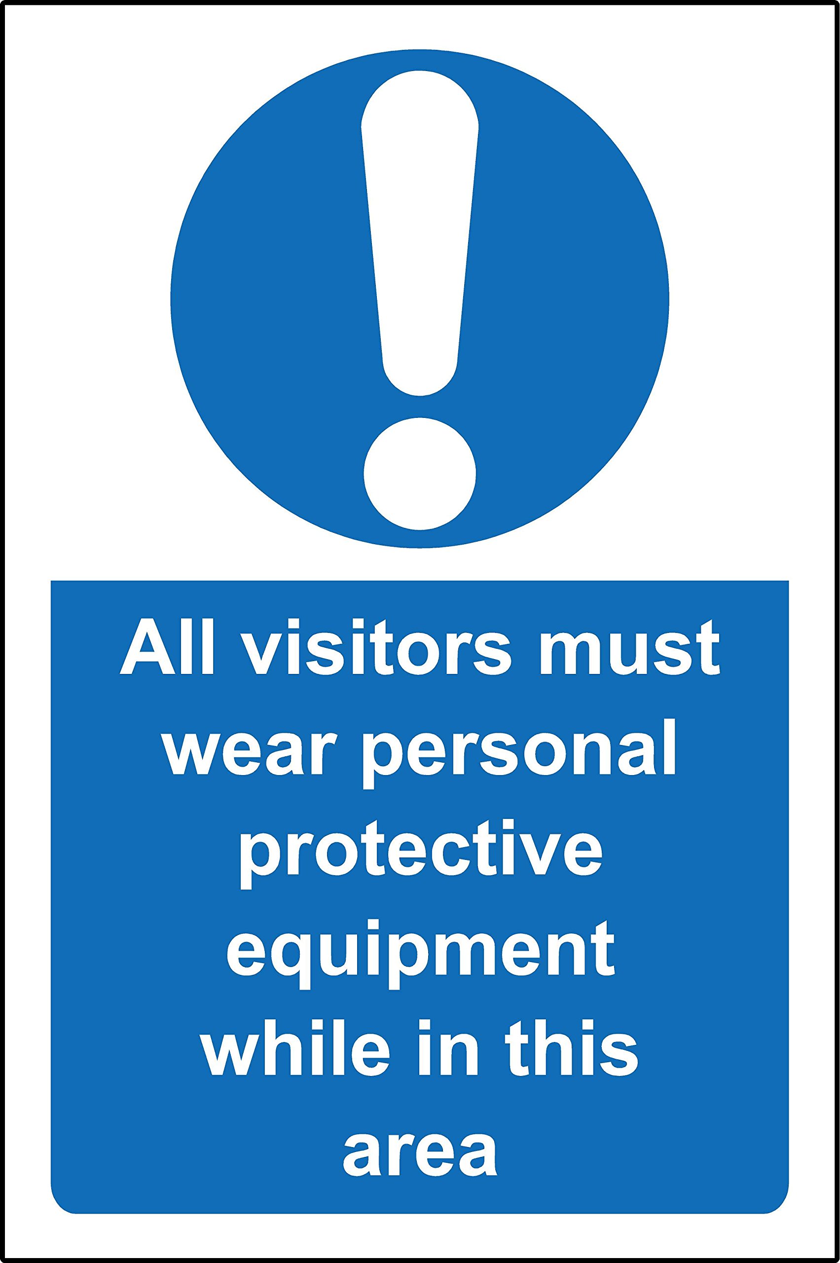 All visitors must wear personal protective equipment while in this area Safety sign - 1.2mm Rigid plastic 300mm x 200mm