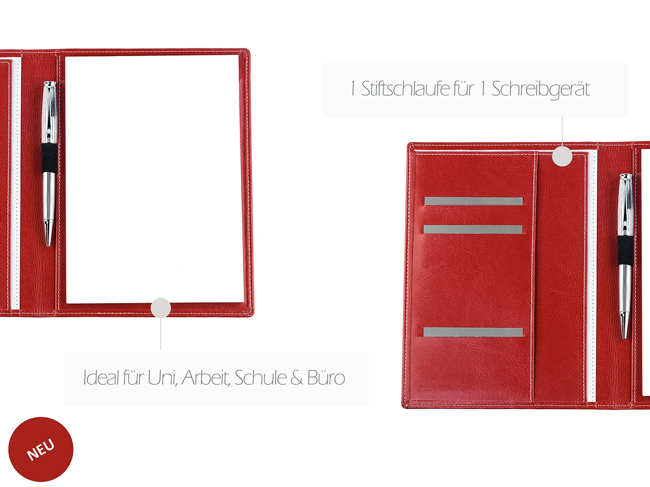 Cartella Portadocumenti DELMON VARONE - In Ecopelle Vegana, Grigio, Con Blocco Note A5, Portapenne - Foto 4