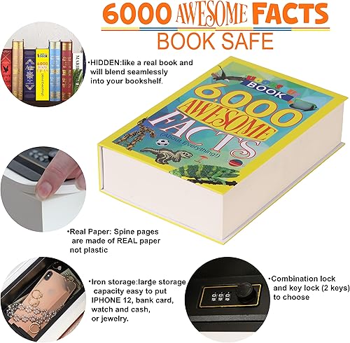 Miniatura 4 de Wizard in Training - Caja fuerte con páginas reales, caja de bloqueo de combinación, caja de seguridad de metal portátil oculta