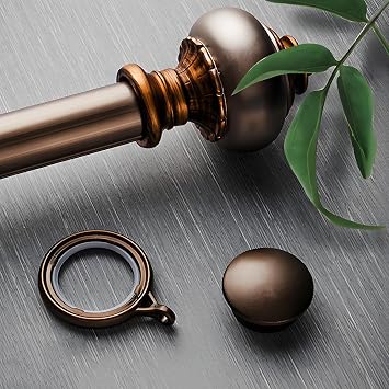 LTSRLL Curtain Rods for Windows 39 to 126 Inches Decorative 1.1 Inch Diameter Drapery Pole Set with Fashion Finials(Brown-a,200cm(100cm*2))