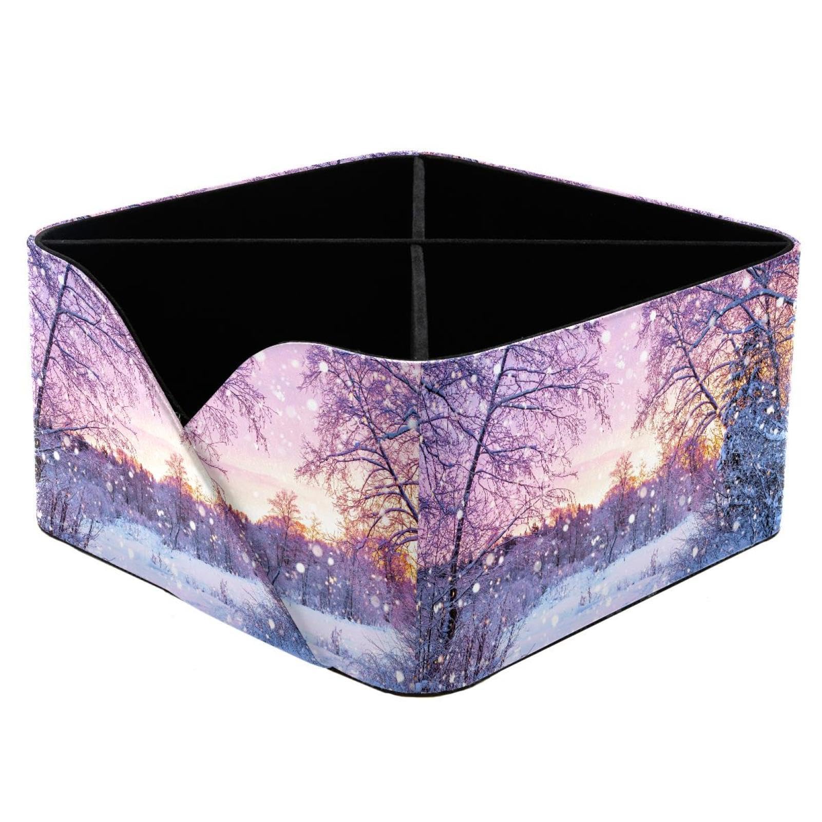 KengjuTesu Forest Trees Sunrise Purple Winter Sunset Landscape Desktop Organizer Pen Holder, Rectangular Pencil Cup for Office, Study and Makeup Stations