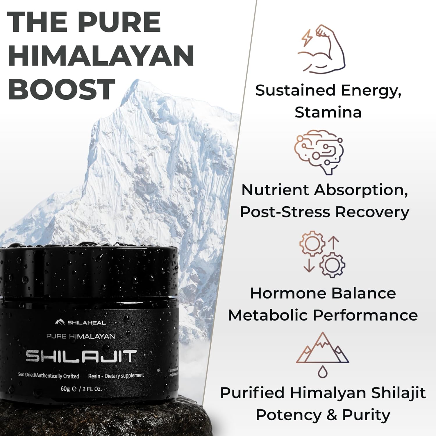 Shilajit Authentic Himalayan Shilajit Resin for Men & Women, High Fulvic Acid, Energy & Stamina, Immune Support, 85+ Trace Minerals, Lab Tested Organic Shilajit Resin, 100% Natural, 60 Grams - Image 3