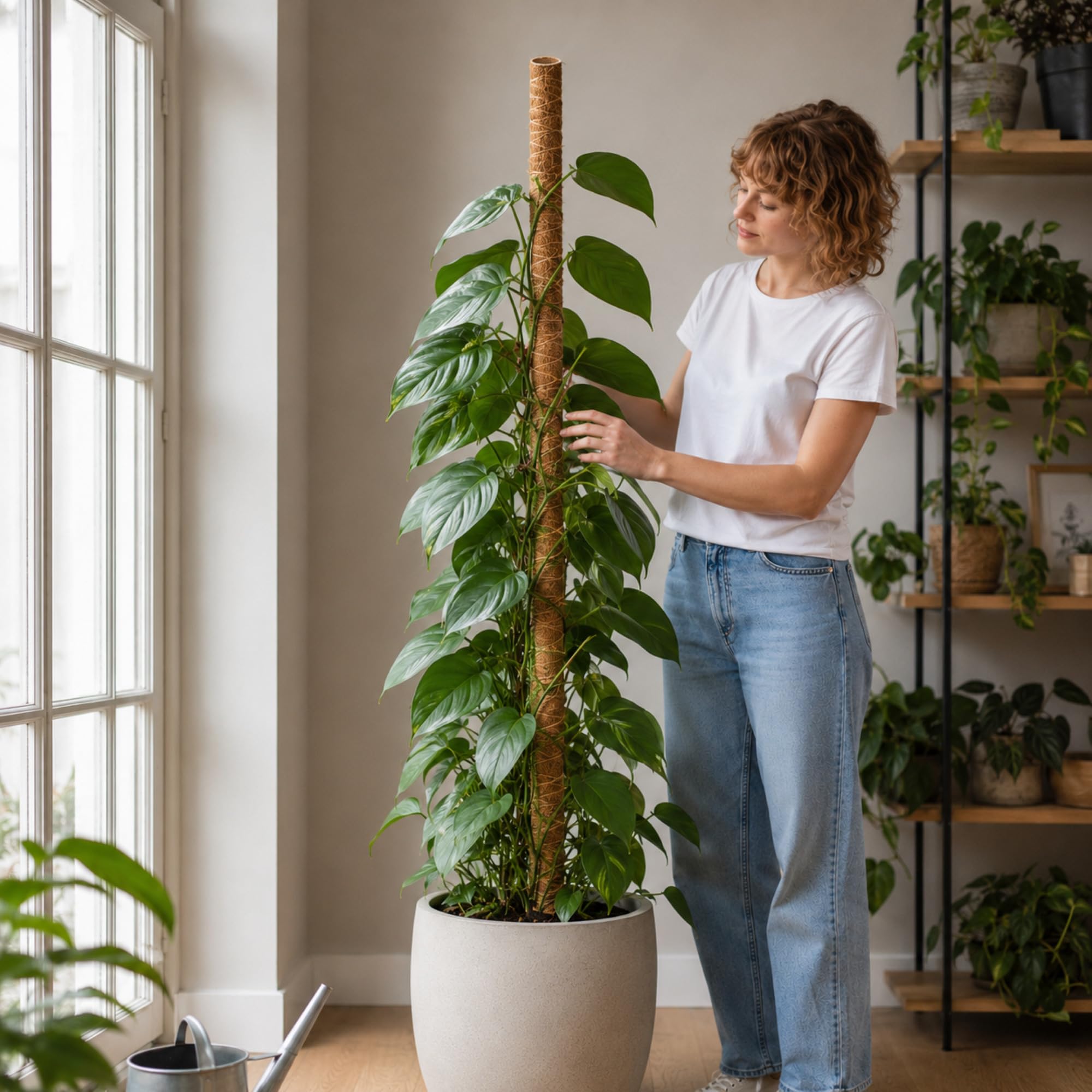KADAX Monstera Tutor - Tutor in fibra di cocco (150 cm), asta di cocco e bastoncino di schiuma per piante da interno, aiuto per arrampicata e supporto per piante da interno ed esterno
