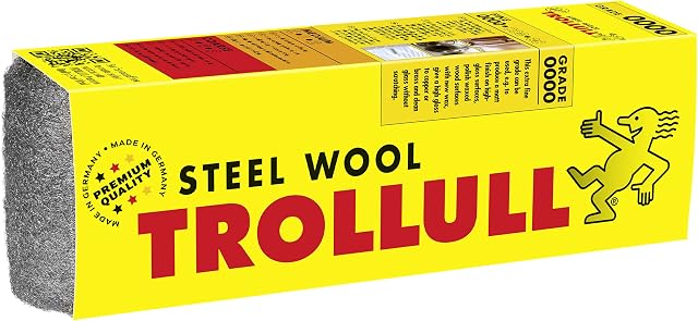 TROLLULL Steel Wool | Wire Wool 200g extra-fine 0000 polishes waxed wood, copper, brass, and matt surfaces, cleans glass