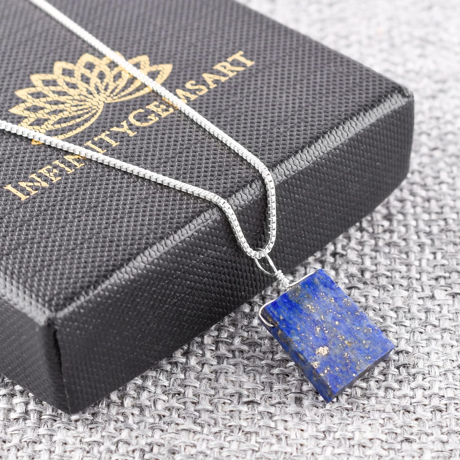 Natural Raw Blue Lapis Lazuli Stone Rough Crystal Gemstone Dainty Women Pendant Necklace, Chakra Healing Crystals, Birthstone, Silver Plated Chain 18 inch - Image 2