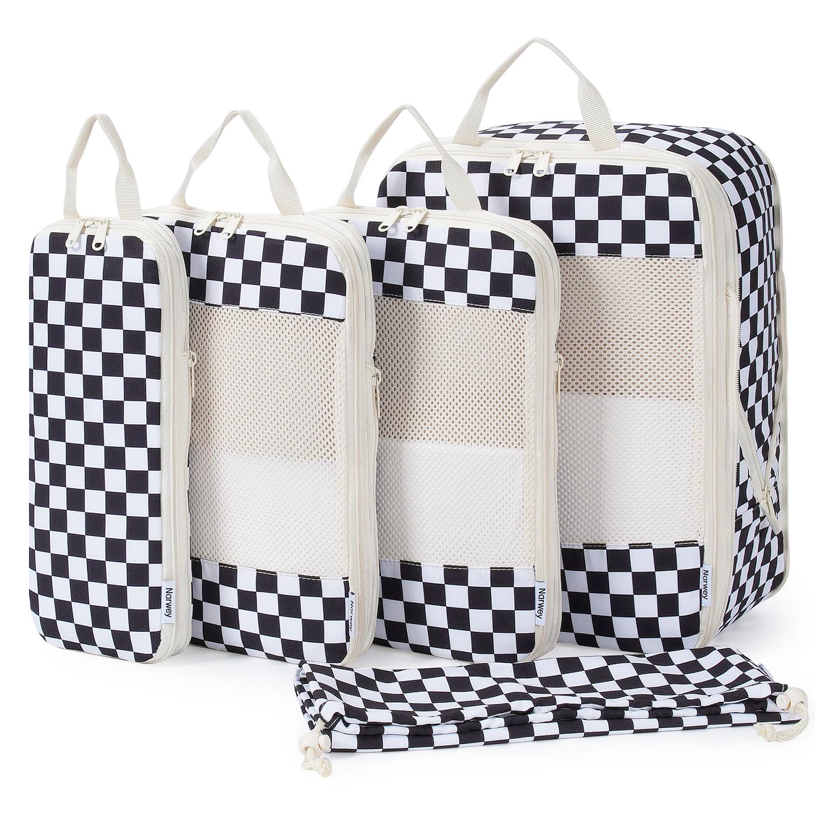 5 Teilige Kompression Koffer Organizer, Compression Packing Cubes Backpack Kompression Packwürfel Rucksack, Koffer Organizer Set and Kofferorganizer for Damen and Herren