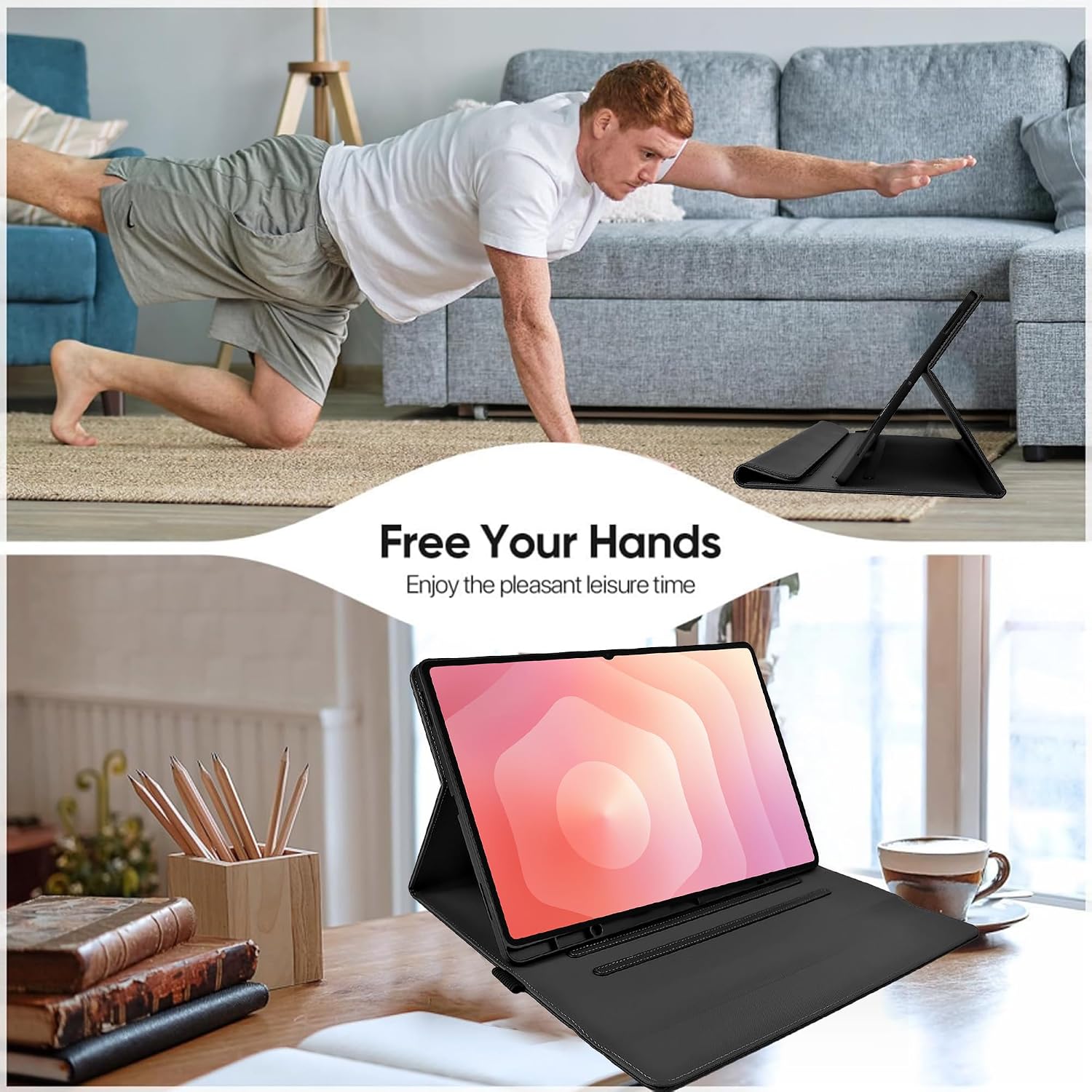 Case Compatible with Samsung Galaxy Tab S11 Ultra 2025 Tablet 14.6 inch with Pen Holder, Automatic Sleep/Wake, Adjustable Stand, Black image 4