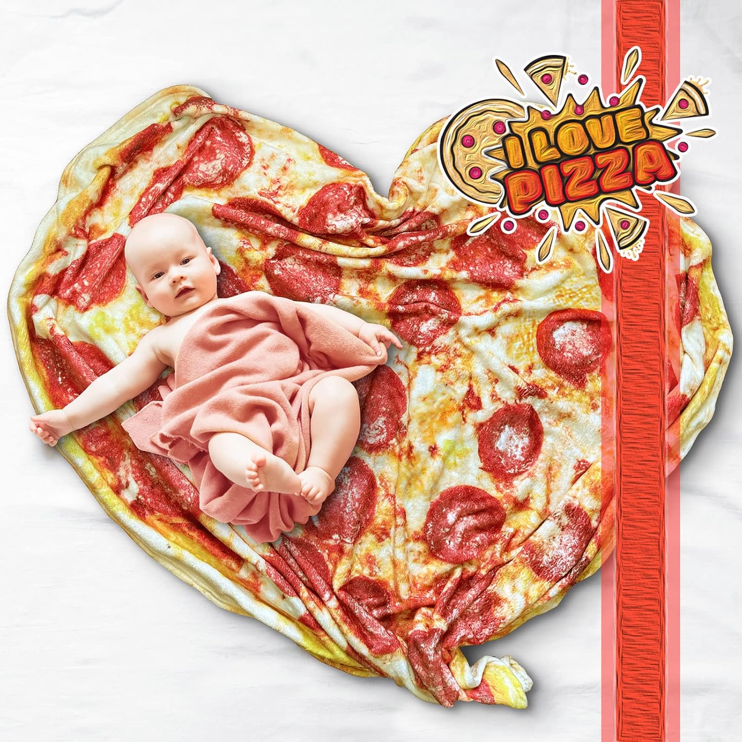 Bcareself Pizza Blanket Adult Kdis Size Double Sided Funny Realistic Food Personalized Throw Blanket Novelty Gift for Everyone 300 GSM Soft Flannel 60 inches Red - Image 5