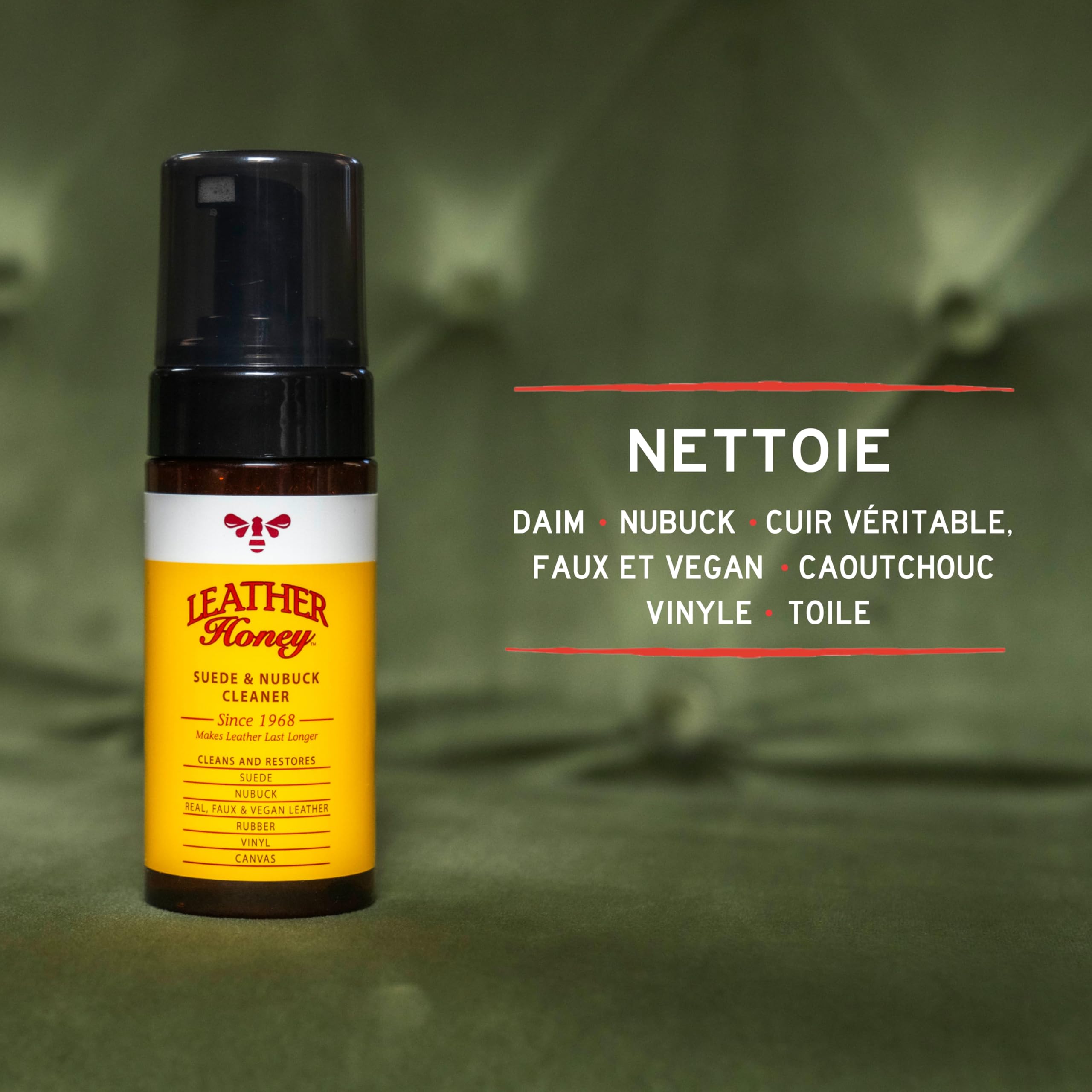 Kit d'entretien pour cuir, daim et nubuck : nettoyant, protecteur, brosse à daim et effaceur. Nettoie, protège et restaure chaussures, bottes, UGGs, meubles, vestes, sacs et vêtements. Toutes couleurs