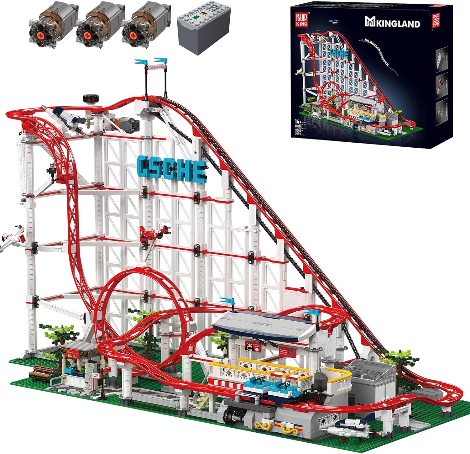 Mould King 11014 Roller Coaster Building Kit, Amusement Park Funfair Track Construction Blocks Toys with Motors, Ideal Gift Toy for Adult/Kids Age 8+ (3646 Pieces)