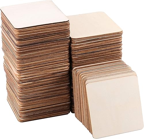 ZOENHOU 150 piezas cuadradas de madera sin terminar de 4 x 4 pulgadas, hojas de tilo en blanco duraderas, azulejos de madera cuadrados para