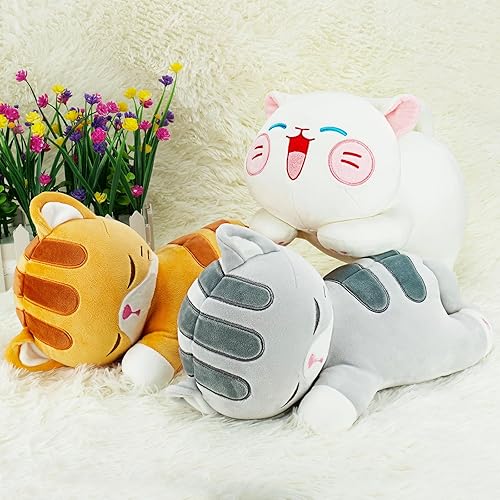 Miniatura 9 de Almohada de felpa de gato, juguete de peluche de gato blanco, almohada suave de felpa kawaii para abrazar, lindo peluche de gato para niños y