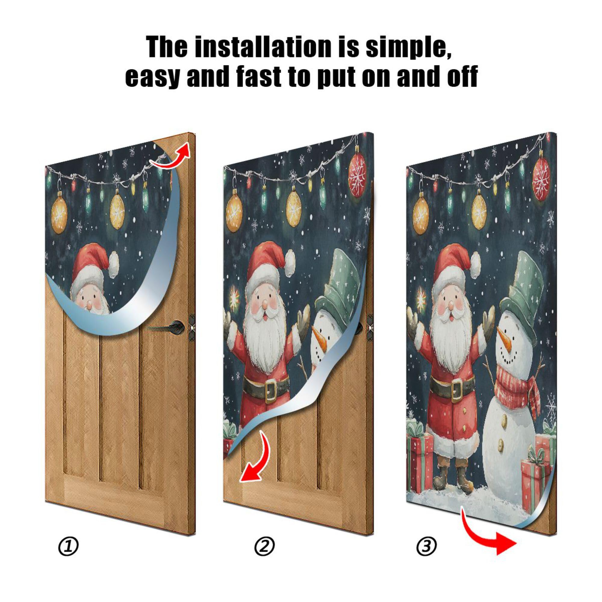 SEHANY Christmas Santa Door Cover Outdoor Decor, High Stretch Fabric Christmas Front Door Cover Christmas Banner Door Cover for Front Door Festive Party Home Decor 35 * 79inch