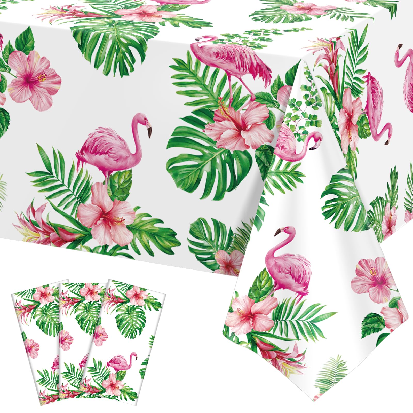 3 Pack Flamingo Tablecloth, Luau Table Cloths Hawaiian Party Decorations