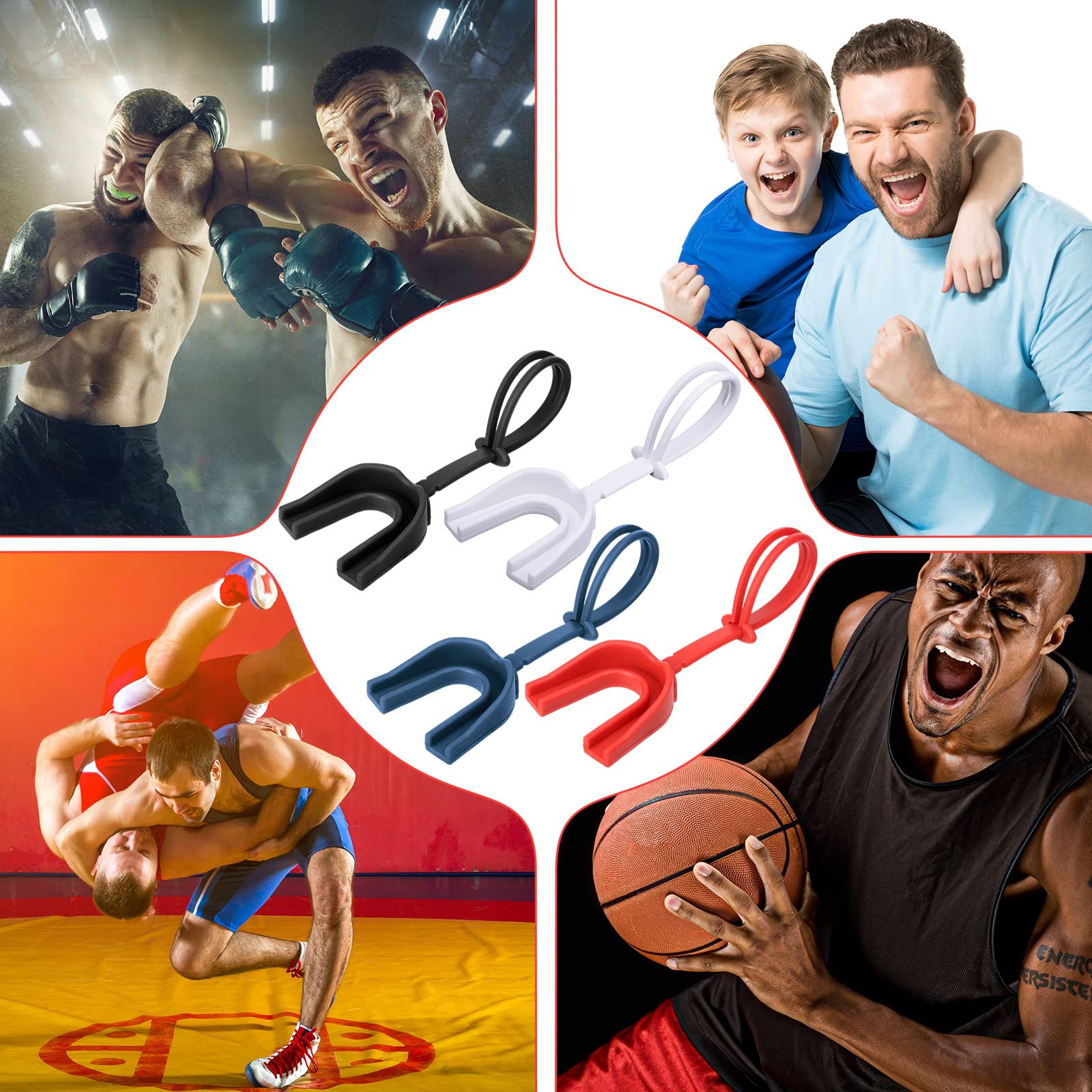 Seematn 40 paradenti con cinghia, per adulti, per basket, lacrosse, hockey, wrestling