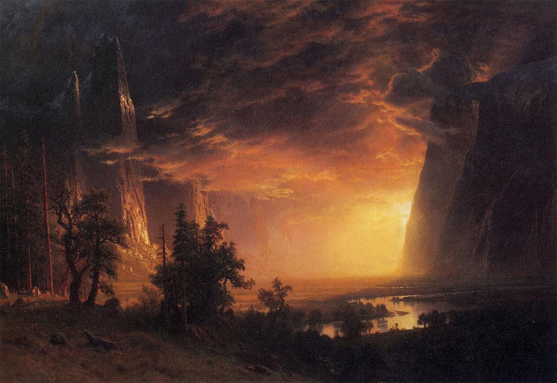 ARTXLXXBN Famous Print Painting Colorful Art Print Sunset in the Yosemite Valley by Albert Bierstadt Canvas Art Decorations for Home Decor 60x90cm