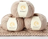 Vista 20 de 100% hilo interior de cachemira mongol, hilo lujoso y suave de 6 capas para tejer a mano y ganchillo (gris claro, 1 bola)