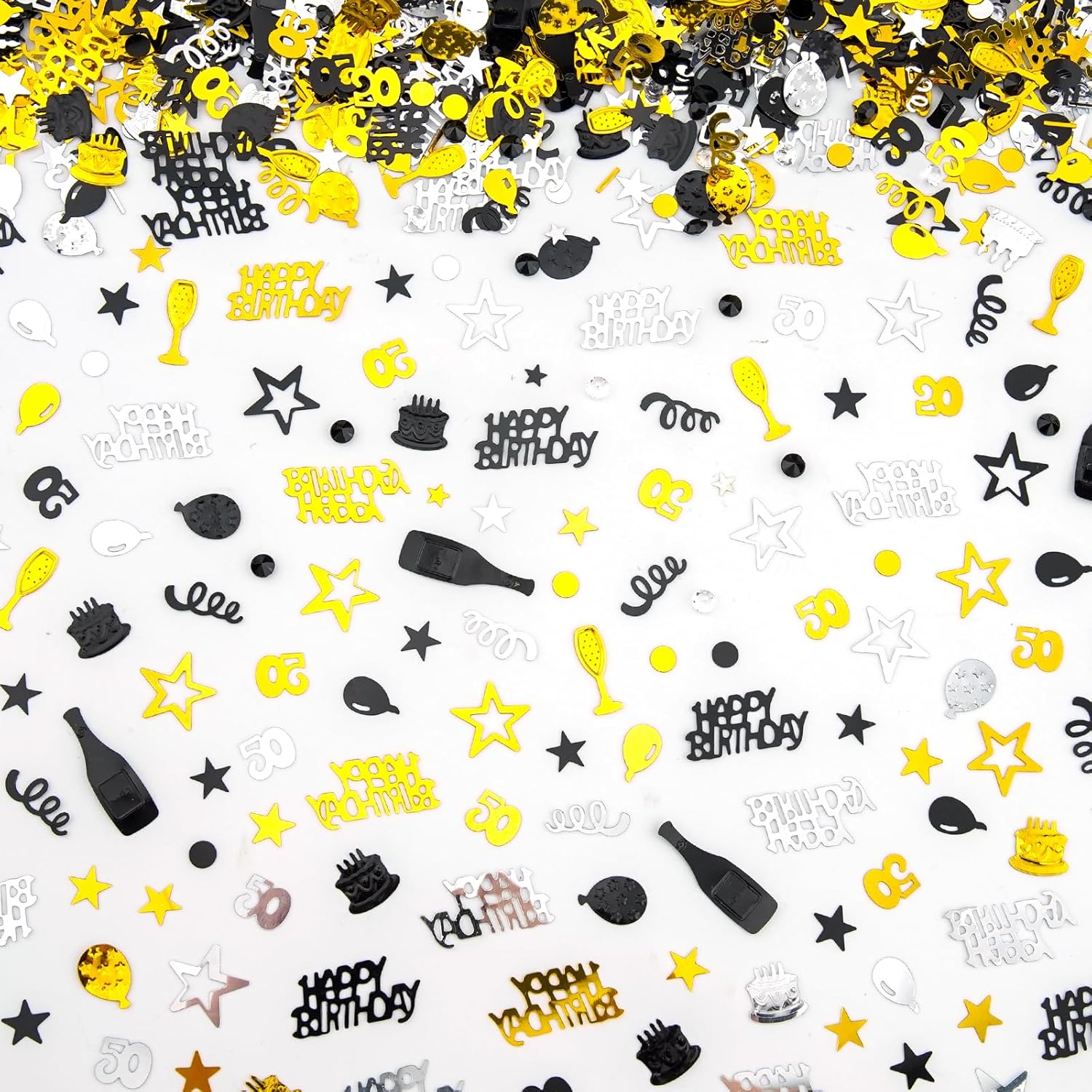 50th Birthday Confetti Birthday Cake Metallic Balloon Confetti Glitter Table Scatter Confetti Party Supplies Decorations for Birthday Party Anniversary DIY Arts Confetti