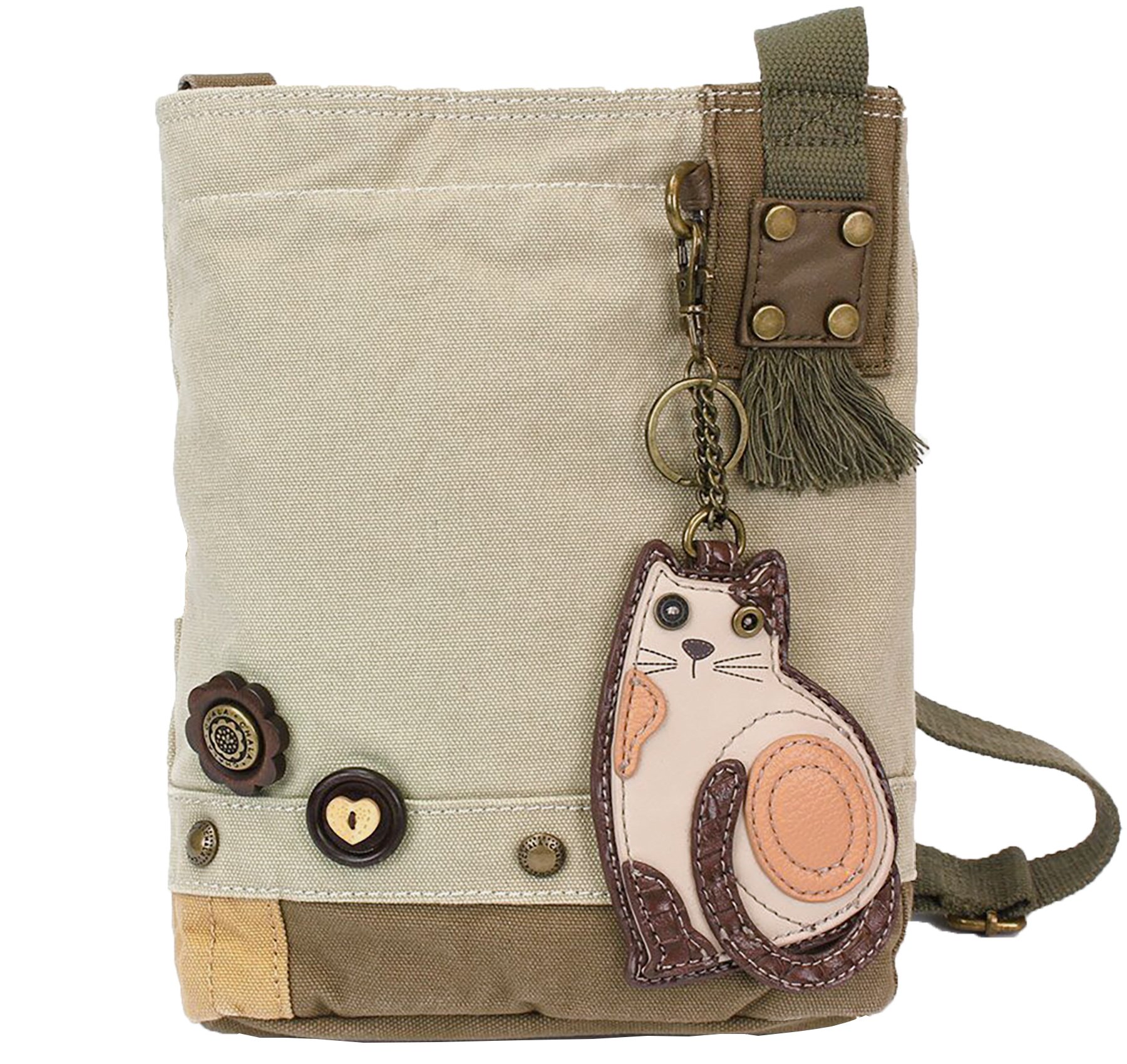 CHALA Patch Cross-Body Women Handbag, Canvas Messenger Bag Olive, Metal Charming Cross - Oliv, Medium — view 97