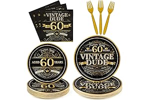 96pcs Vintage Dude 1964 60th Birthday Cake Plates and Napkins Set