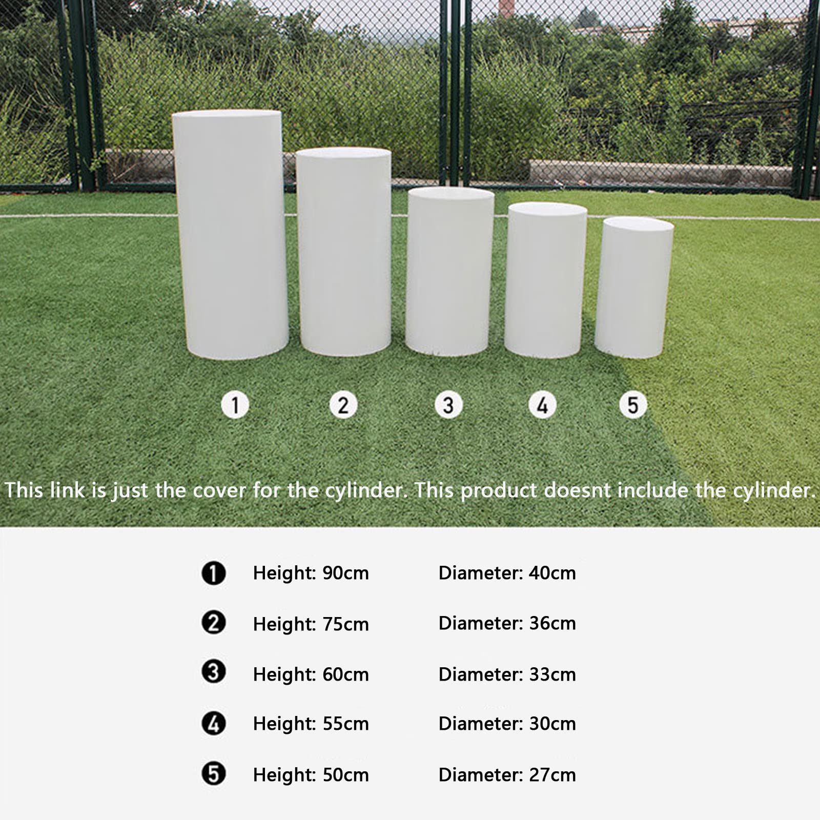 5pcs Cilindro Pedestal Expositor Soportes Cubiertas para Fiesta Boda cumpleaños, elástico Spandex Cilindro zócalo Cubiertas adecuadas para Soporte de Pedestal,Plata,5PCS