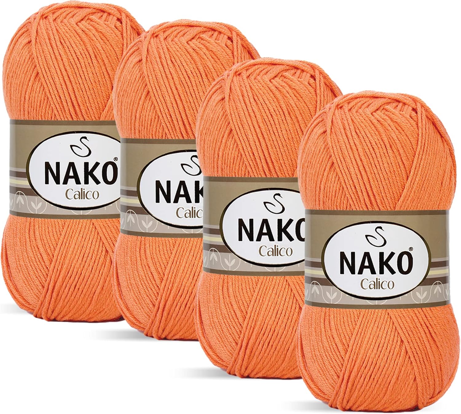 Nako Calico,Cotton Knitting Yarn,(4Balls) Each Skein(Ball) 3.53 Oz (100g),You can use it for Knitting Shawl, Dress, Cardigan, Sweater, Amigurumi, Bikini, Placemat, Shawl (Orange 4570)