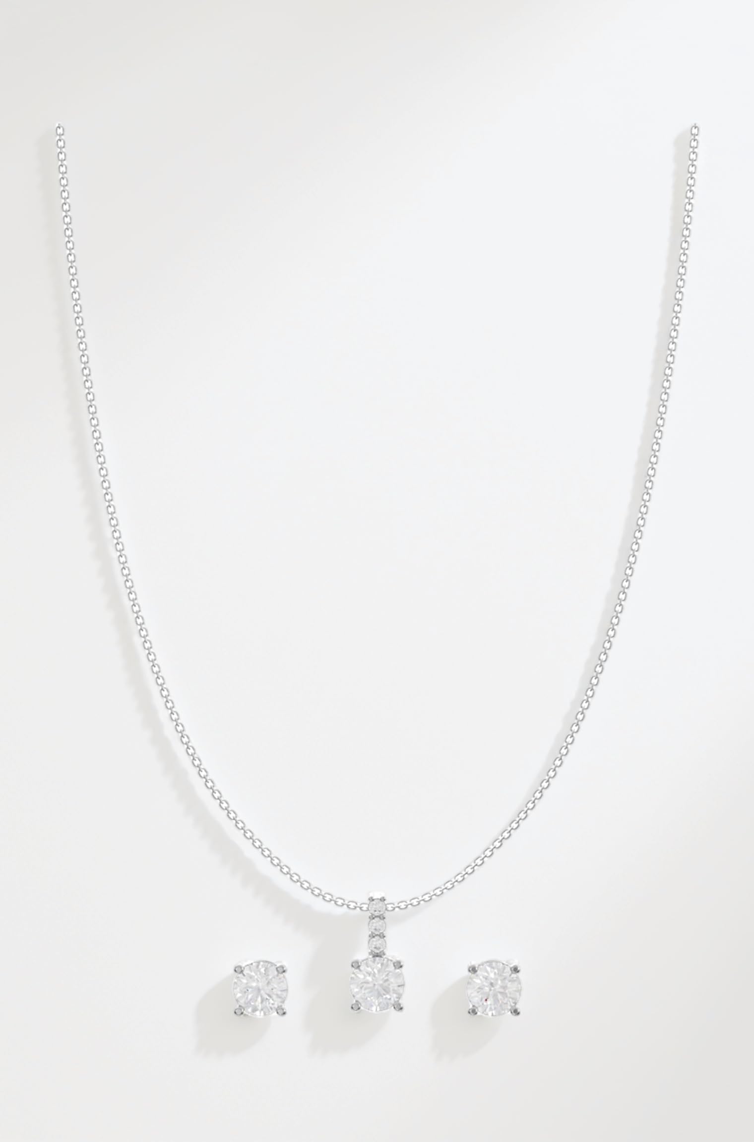 - 925 Sterling Silver Pendant Set for Women | Cubic Zirconia Necklace with Matching Earrings | Round, Star, Infinity Drop Design | Fashion Jewellery Gift for Girls, Wife, Girlfriend, Anniversary, Birthday, Valentine’s Day