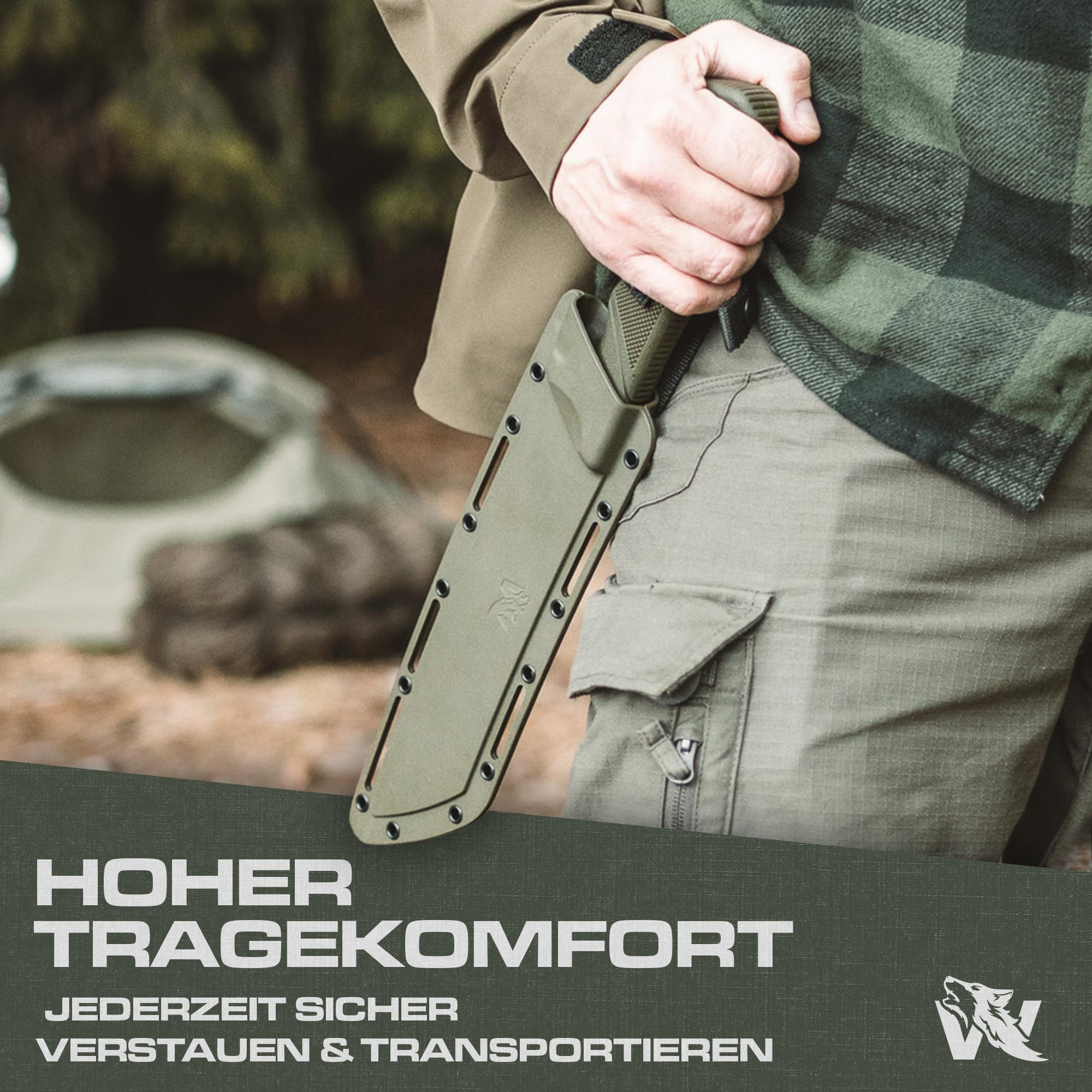 Odenwolf WMachete - Machetescharf aus D2-Stahl - Großes Buschmesser für Bushcraft & Outdoor - Gartenarbeit geeignet