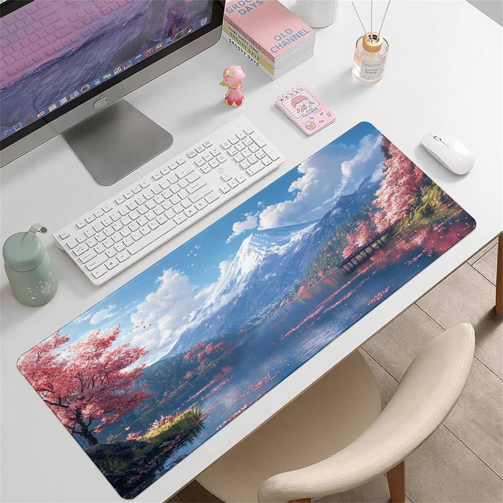 Niebieska podkładka pod mysz XXL 1200 x 600 x 3 mm Fuji uchwyt ręczny na biurko akcesoria antypoślizgowa gumowa podstawa i zszyte krawędzie podkładka pod mysz dla graczy do dekoracji biura biurowego