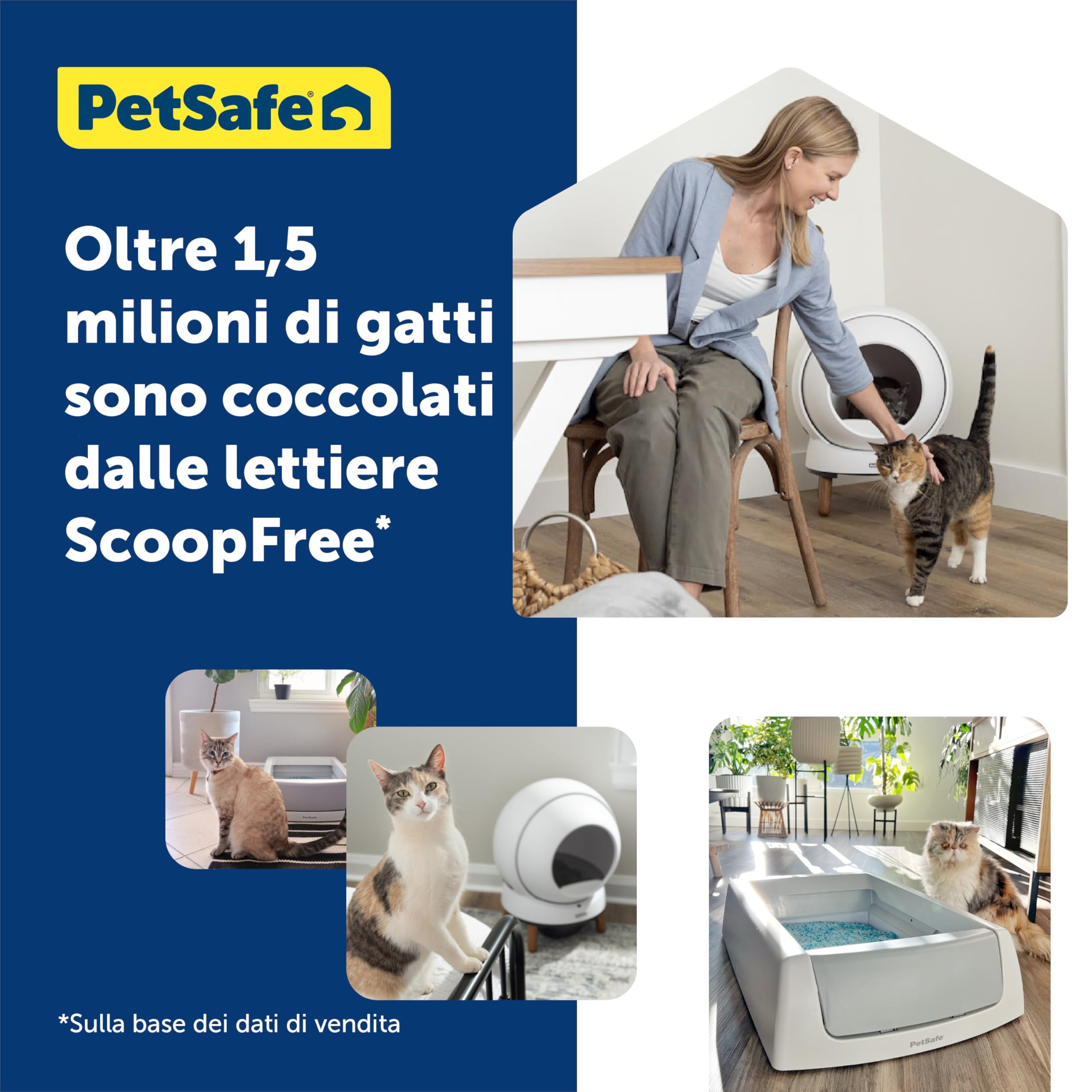 PetSafe - Lettiera Autopulente SmartSpin ScoopFree - Controllo Avanzato degli Odori e Monitoraggio della Salute - Controllata da App - Compatibile con Qualsiasi Lettiera