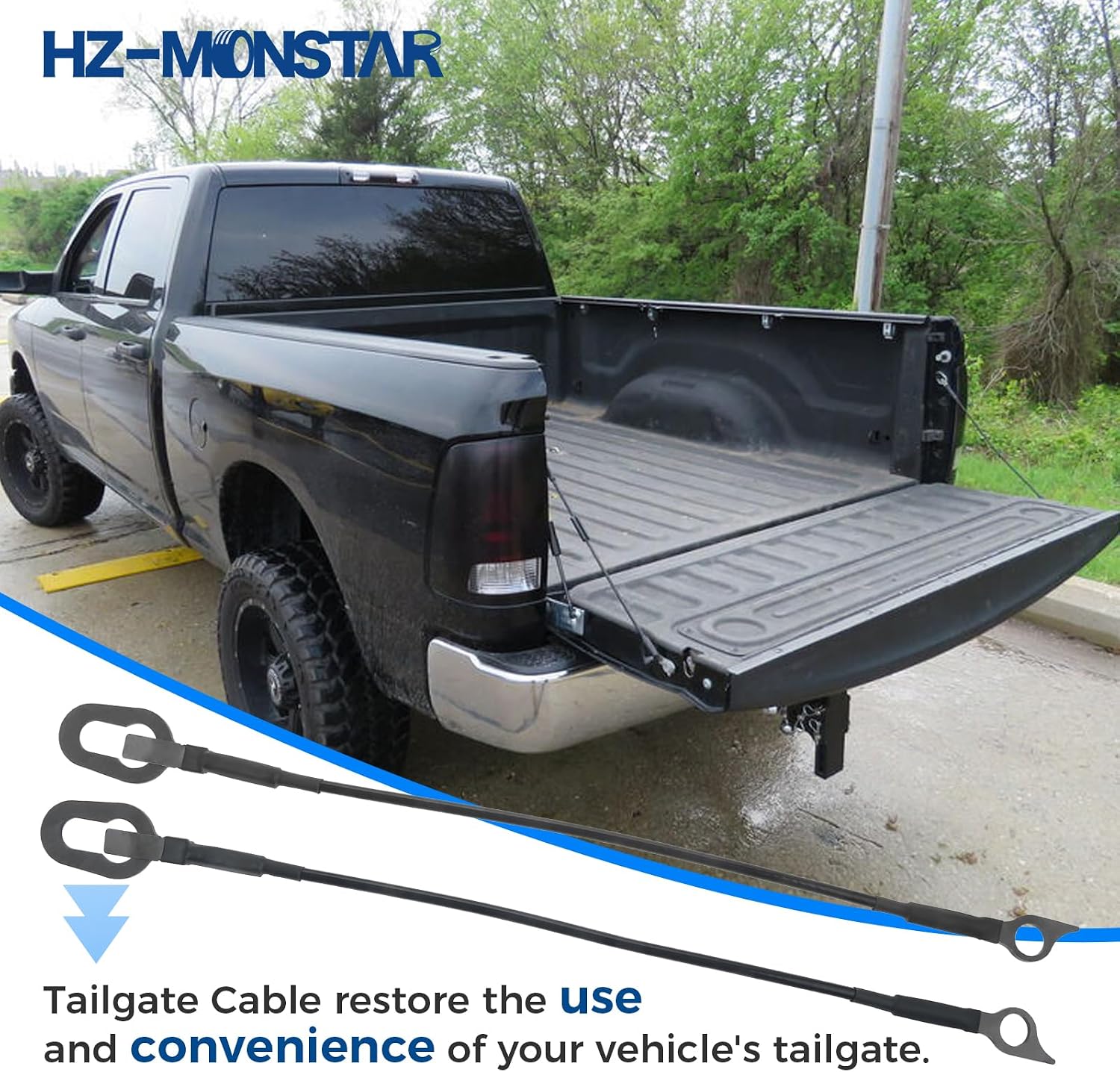 Tailgate Support Cable Strap Left & Right Compatble with 1994-2002 Dodge Ram 1500 2500 3500, Lift Gate Support Straps Pickup Replace 55345124AB 55345125AB