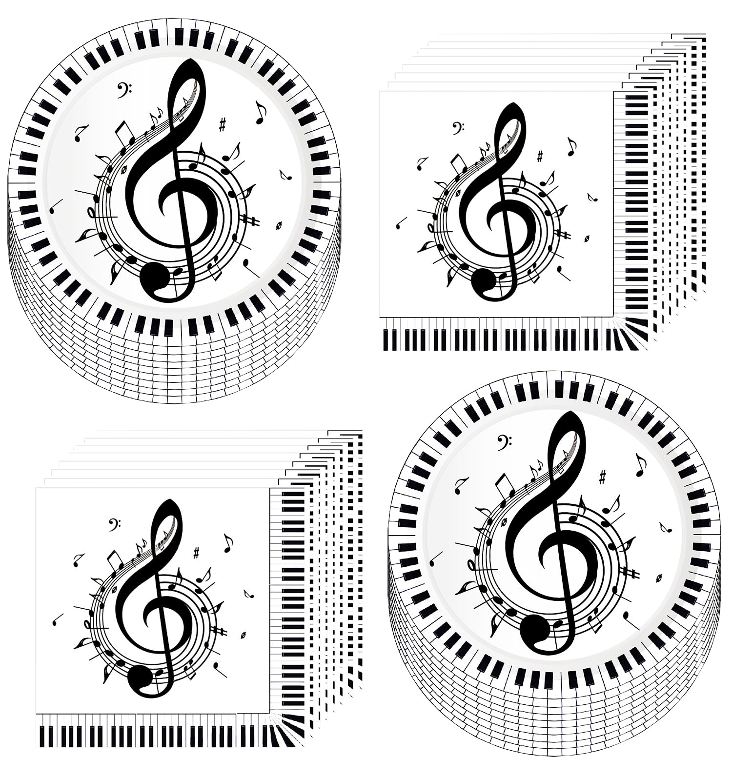 80Pcs Musical Notes Party Supplies Music Plates and Music Note Napkins Party Set,7