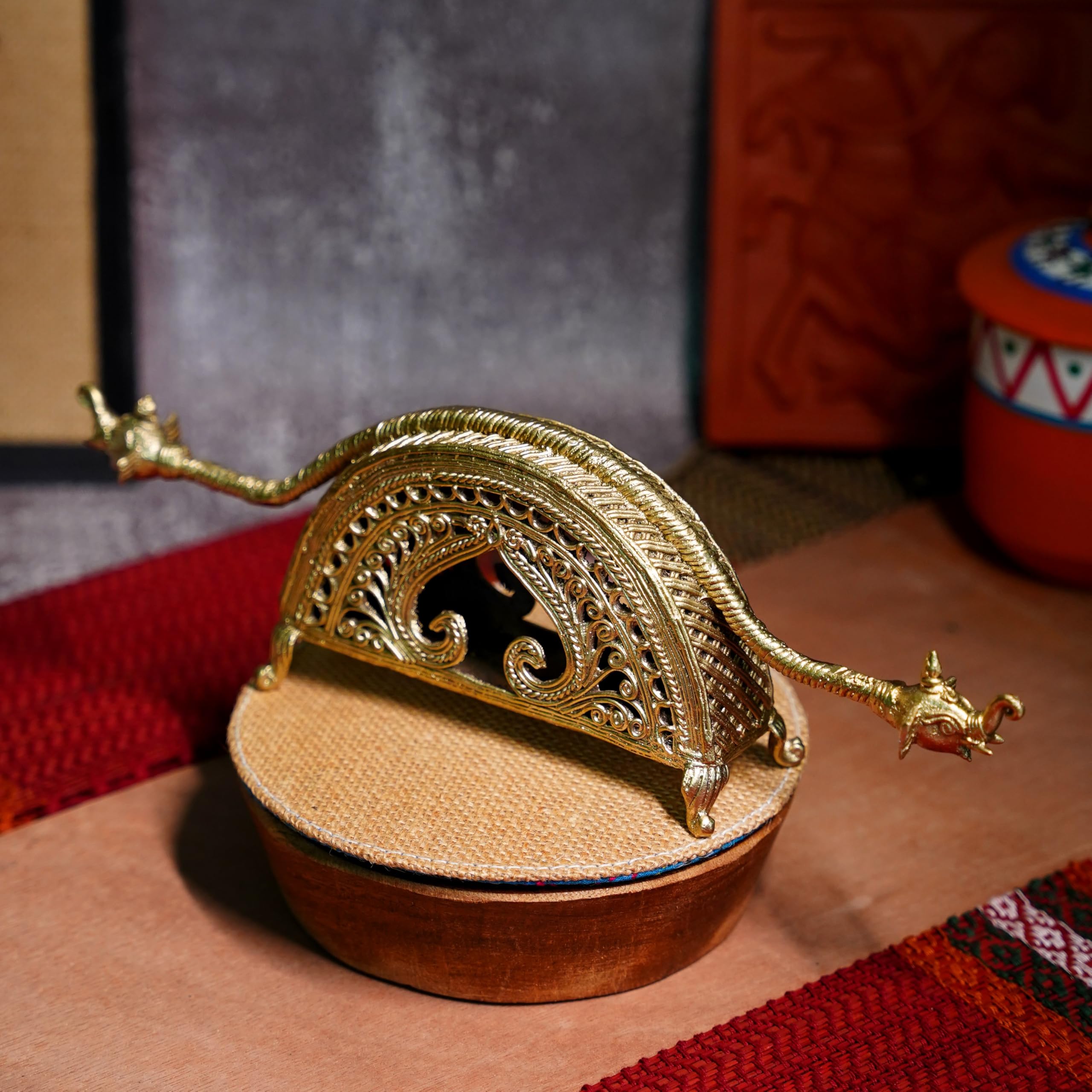 Dhokra Craft Handcrafted Palanquin Showpiece, Brass, Traditional Metal Art Decor, Living Room Decorative Display, Gift-image-32