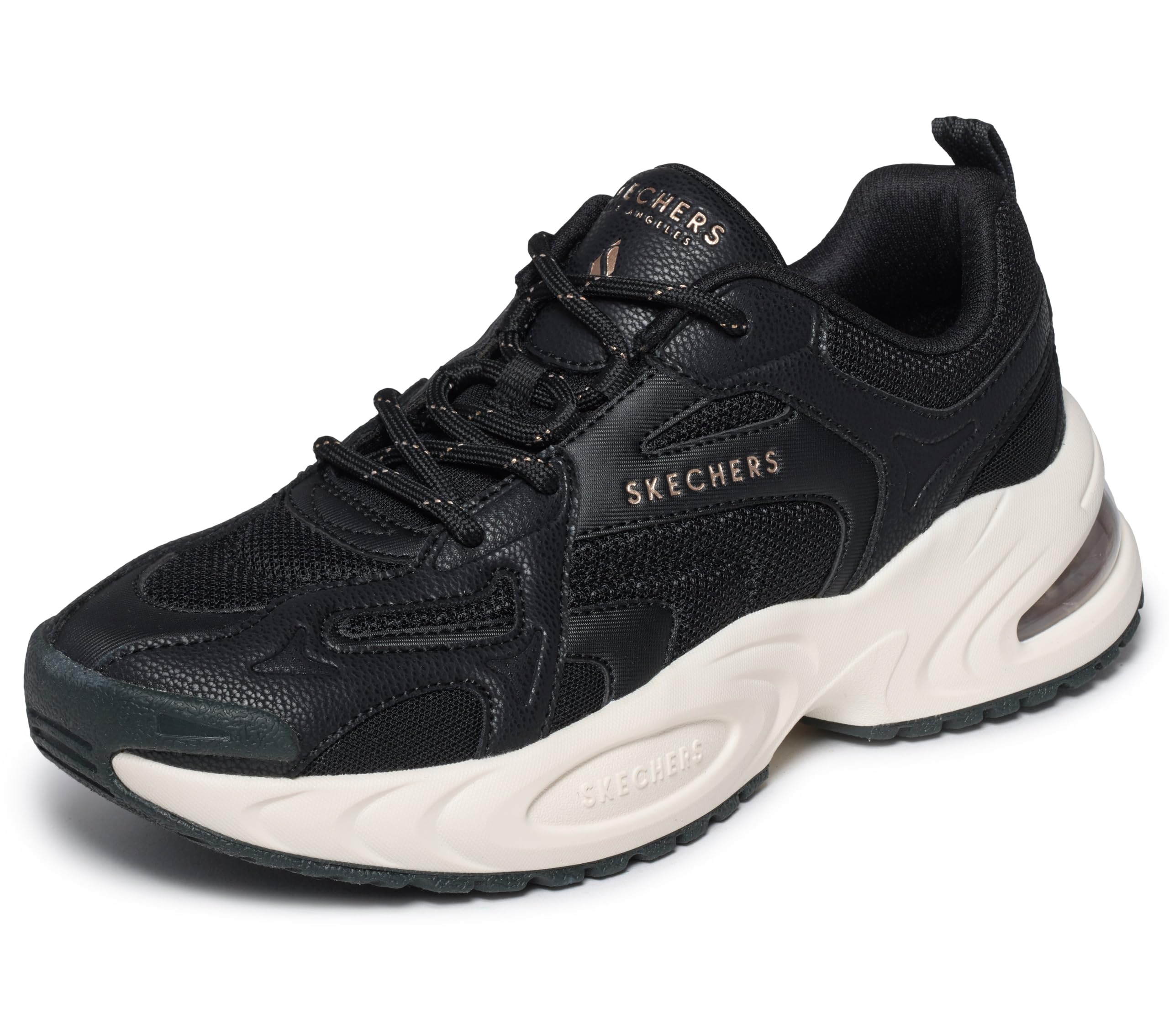 Skechers Women's Uno Ryze Trainers, Black Duraleather Mesh, 3.5 UK