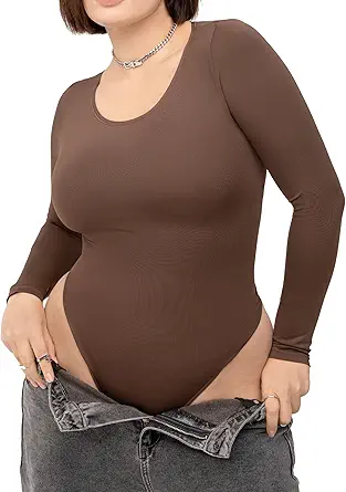WAISTLINE Women's Long Sleeve Bodysuit - Seamless Tummy Control Shapewear - Body Shaping & Sculpting Shirt