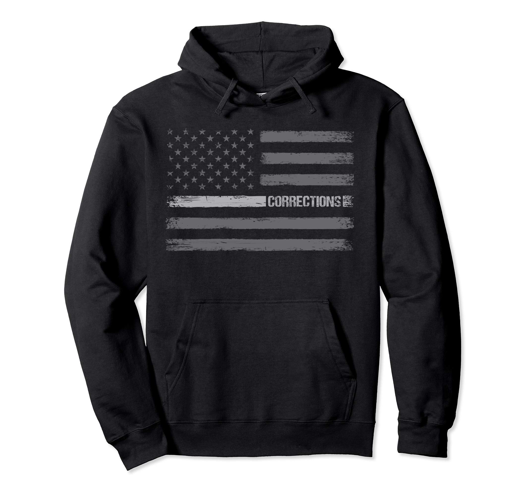 Correctional Officer Apparel for Men WomenCorrections - Thin Silver Line Flag for Correctional Officer Pullover HoodieOEKO-TEX STANDARD 100
