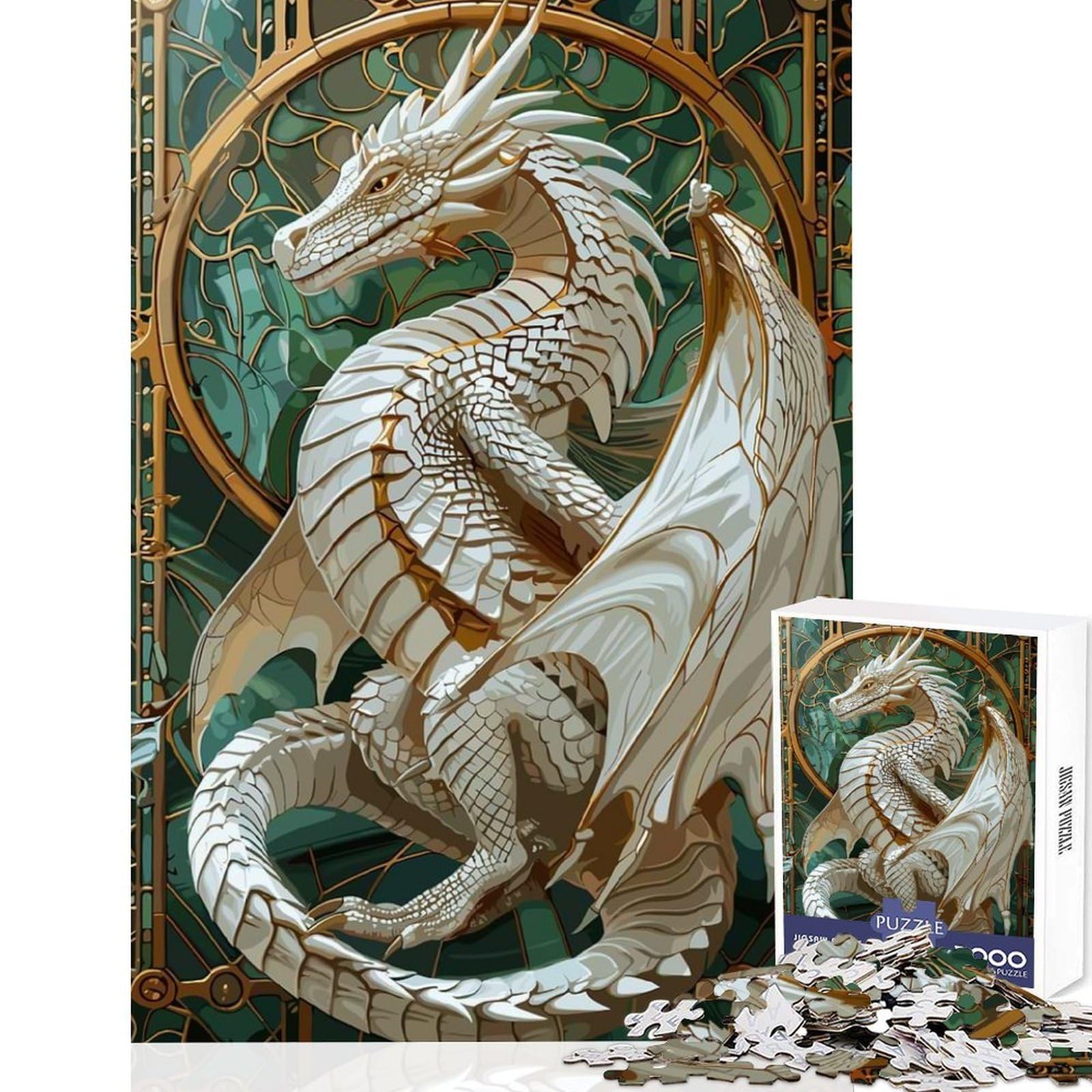 Magical Fantasy Dragon Jigsaw Puzzle 1000 Piece Focus Boost Fun High Accuracy Cutting Craft Calming Mental Break Activity 38x26cm