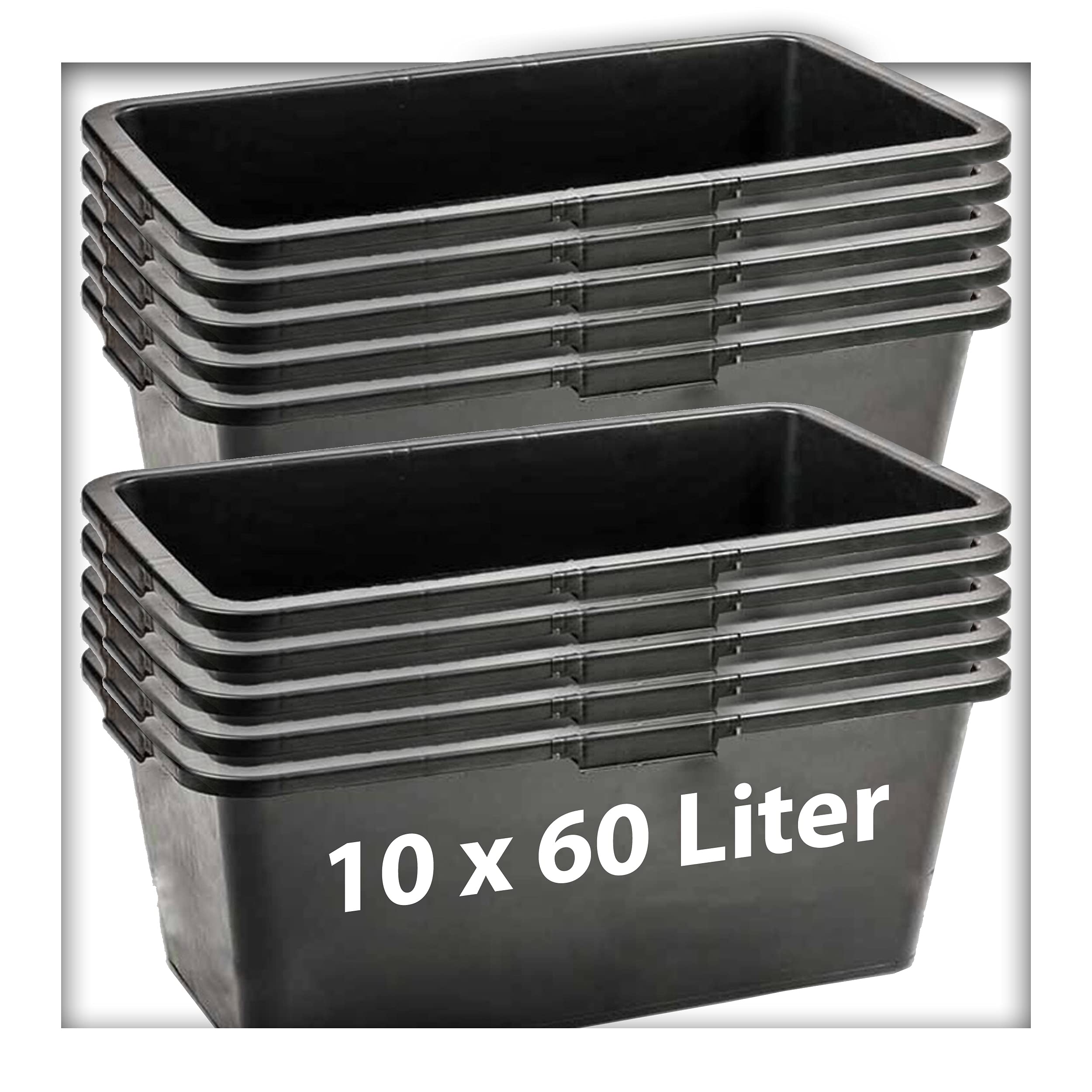 10 Stk. 60 Liter Mörtelkasten Pflanzwanne Tuppe Zementkübel Maurerkasten
