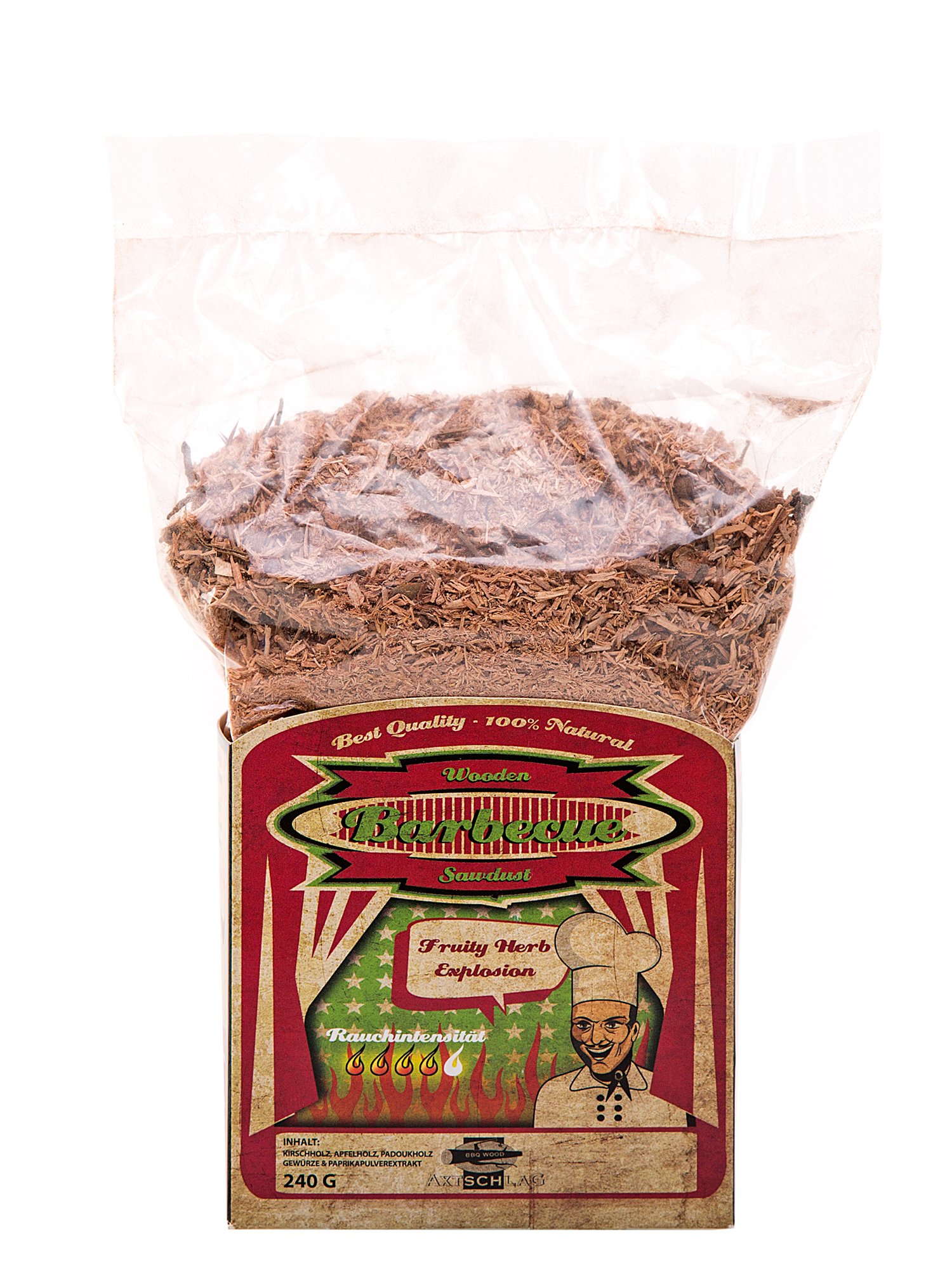 Axtschlag Räuchermehl, Sawdust Fruity Herb Explosion, Holz, 240 g