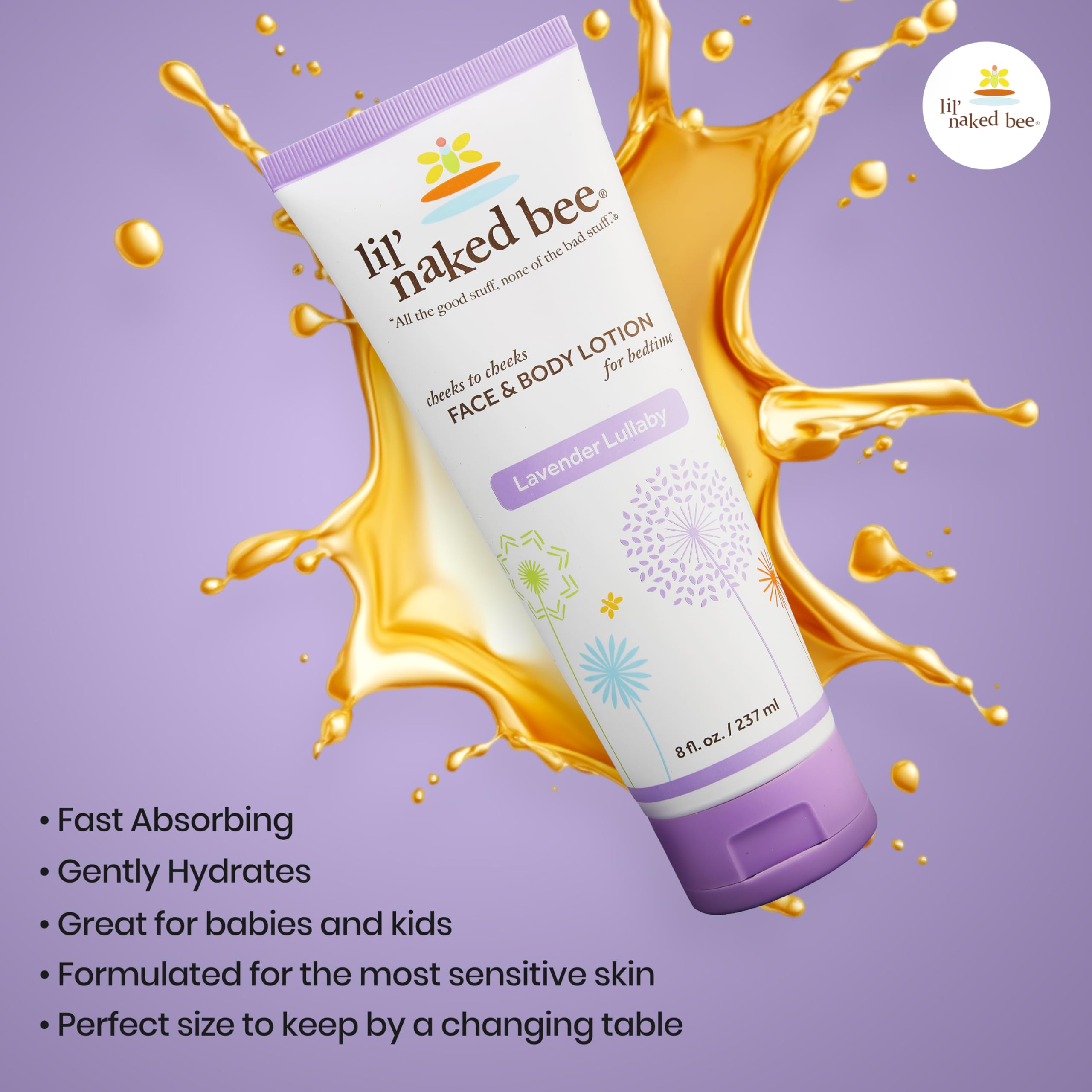 Amazon.com : Lil Naked Bee Baby Lotion for Kids (8 oz) Lavender